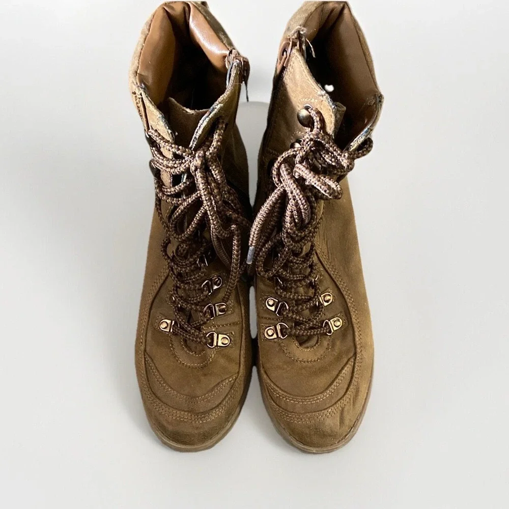 Carlos Santana‎ Faux Leather Combat Boots Size 9 Brown Women's Lace Up - Picture 2 of 7